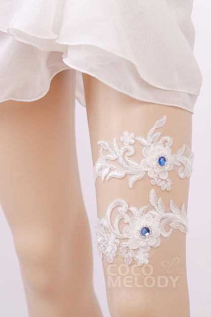 Lace Wedding Garter with Diamond WD17017