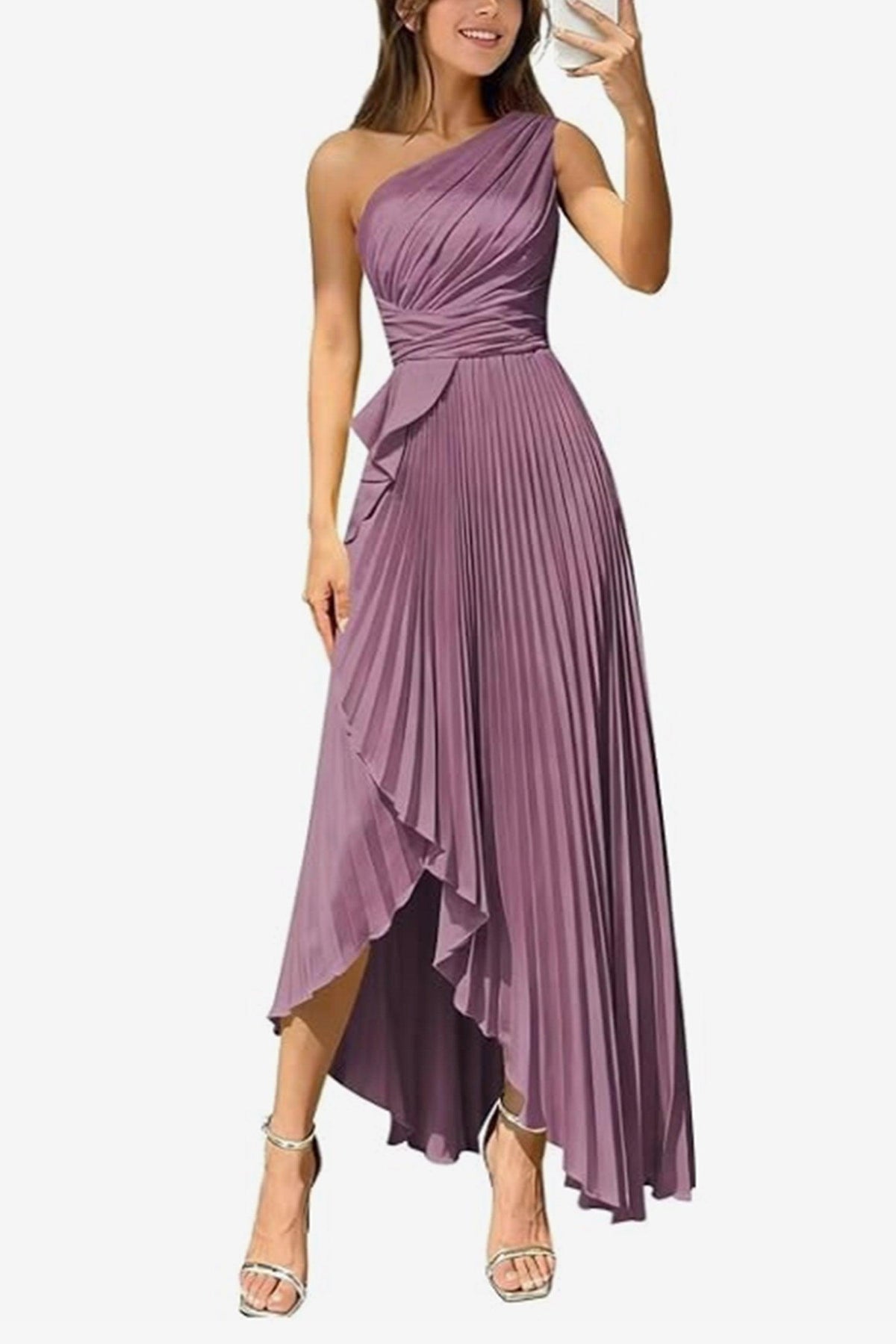 Asymmetrical Maxi Satin Dresses CS1076 - Wisteria - COCOMELODY