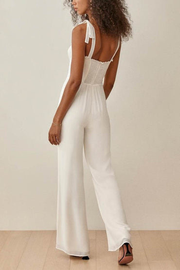 Sweetheart Floor Length Chiffon Wedding Jumpsuit 904145641844 - COCOMELODY