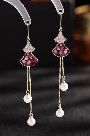 Scalloped pearl shell earrings 638241104102 - 7 Days / Purple - COCOMELODY