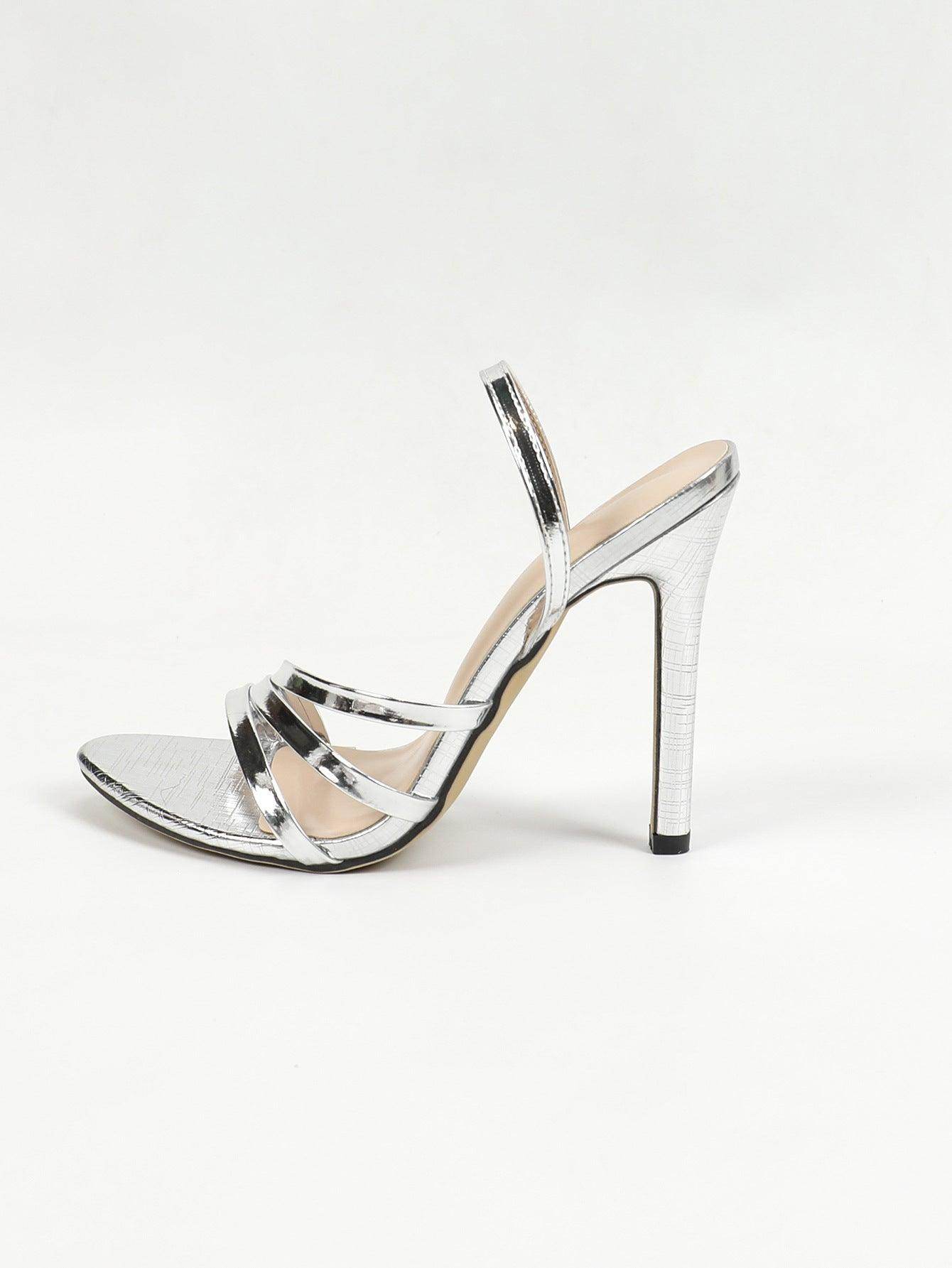 Faux Leather Pointy Stiletto heel Sandals 816765684028 - COCOMELODY