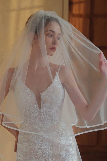 Two-tier Cut Edge Tulle Chapel Veils 885292260251 - COCOMELODY