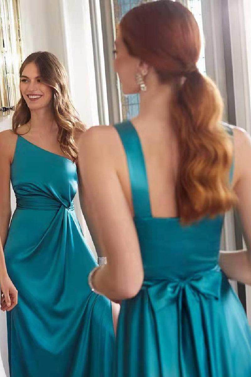 A-Line Maxi Luxuriant Satin Bridesmaid Dress 671430506147 - COCOMELODY