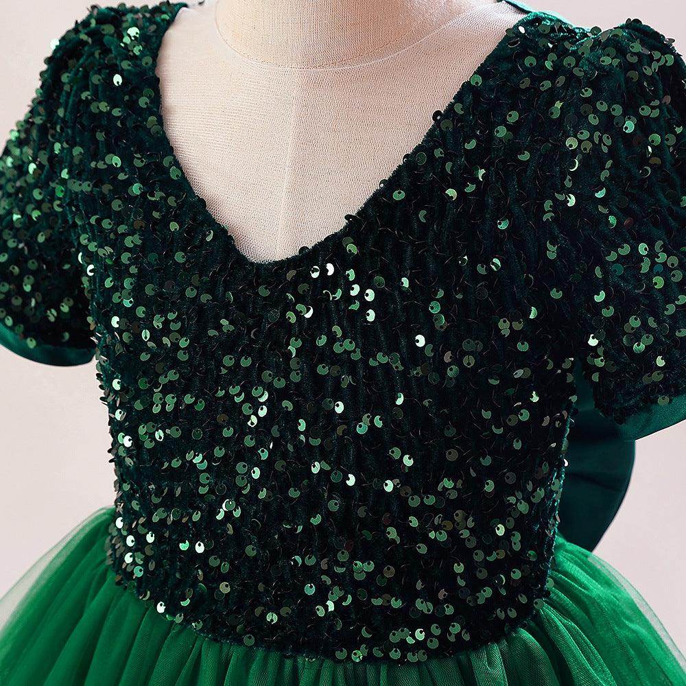 A-Line Maxi Sequined Tulle Flower Girl Dress 735143524780 - COCOMELODY