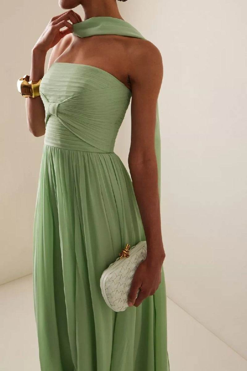 A-line Maxi Chiffon Wedding Guest Dresses 899235459574 - COCOMELODY