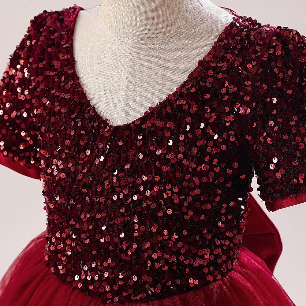 A-Line Maxi Sequined Tulle Flower Girl Dress 735143524780 - COCOMELODY