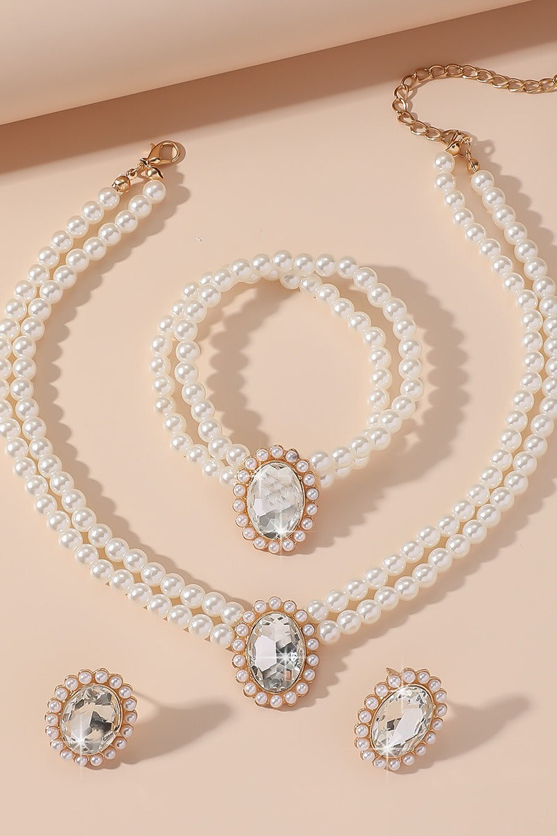Classic Pearl/Bracelet/ Wedding Earrings/Necklace Jewelry Sets (Set of 3) 808578164285
