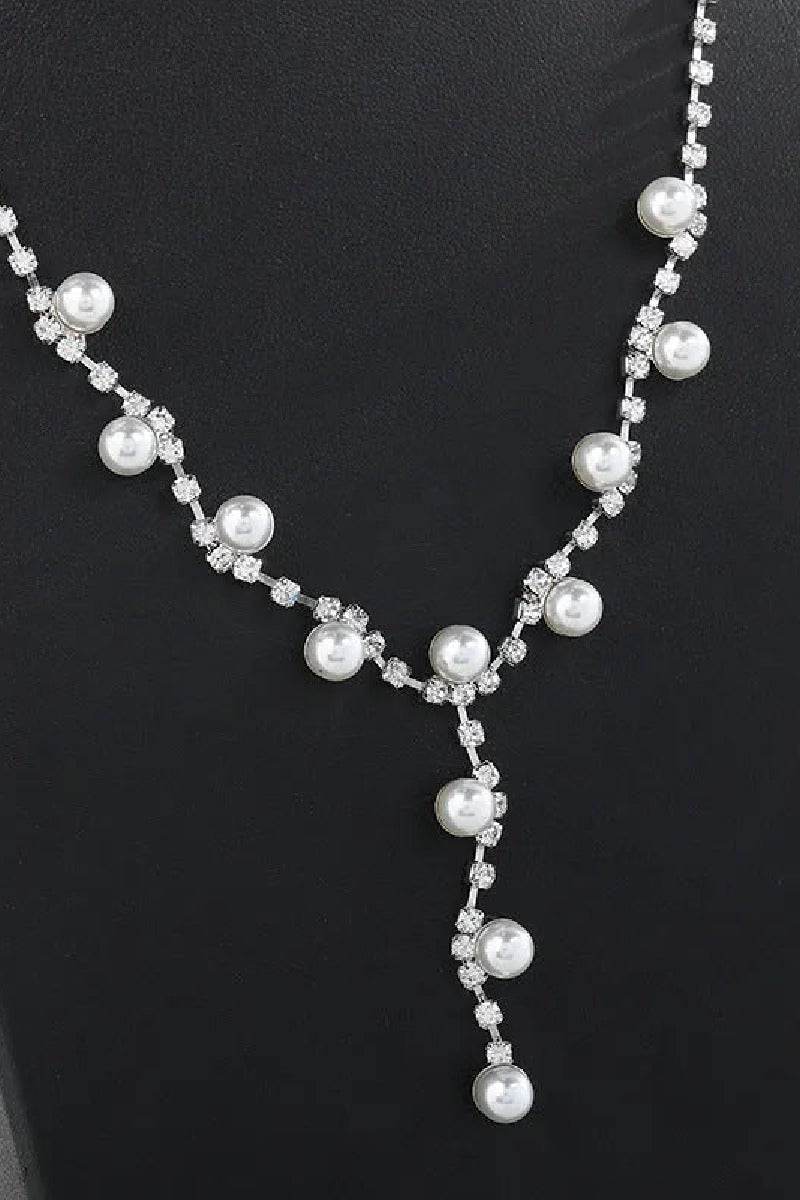 Classic Pearl/Zircon Wedding Earrings/Necklace Jewelry Sets (Set of 2) 617939321130 - COCOMELODY