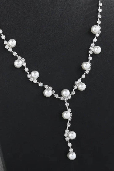 Classic Pearl/Zircon Wedding Earrings/Necklace Jewelry Sets (Set of 2) 617939321130 - COCOMELODY