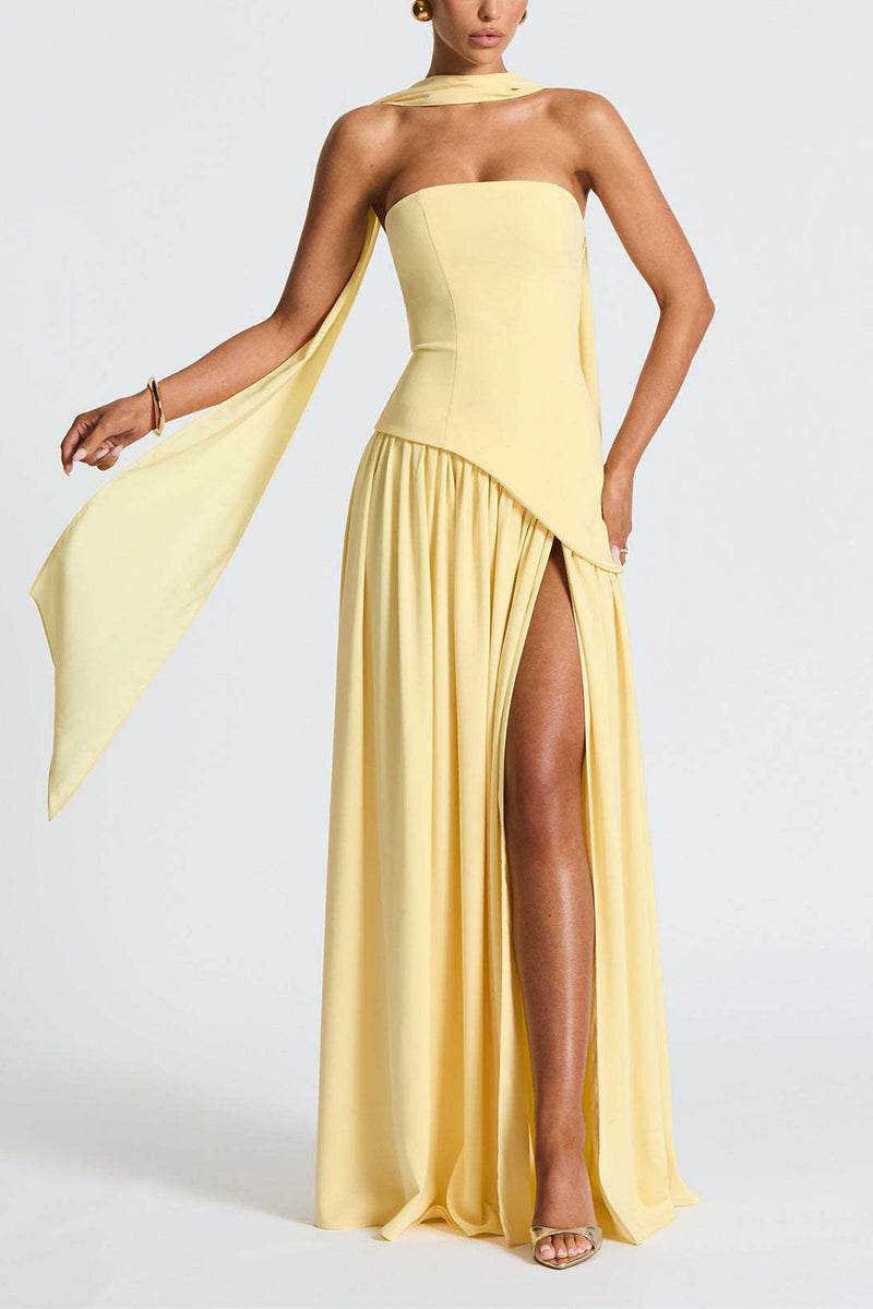 A-Line Maxi Knitted Fabric Dress 970800986791 - COCOMELODY