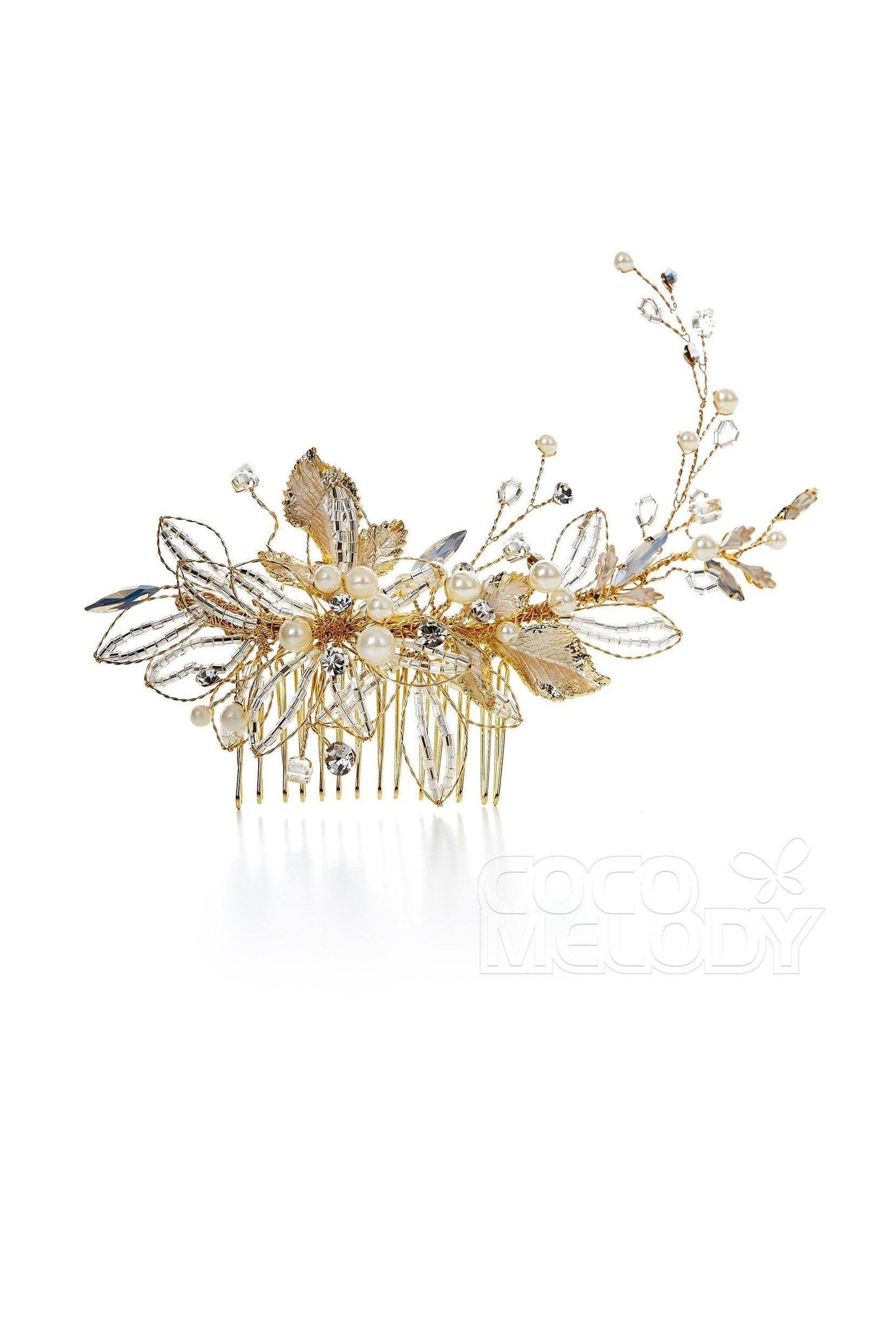 Charming Alloy Hair Combs with Imitation Pearl AH17040 - COCOMELODY