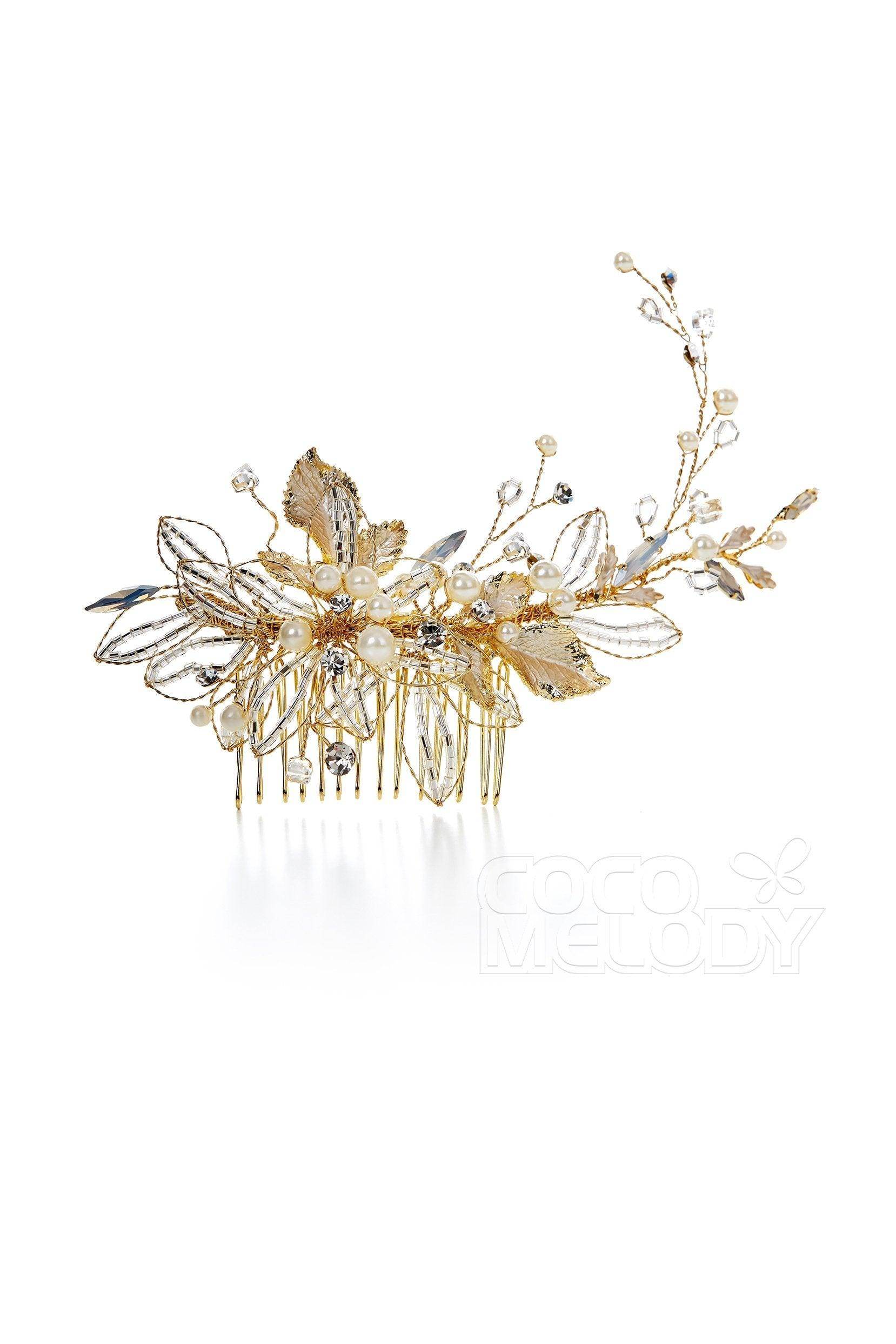 Charming Alloy Hair Combs with Imitation Pearl AH17040 - COCOMELODY