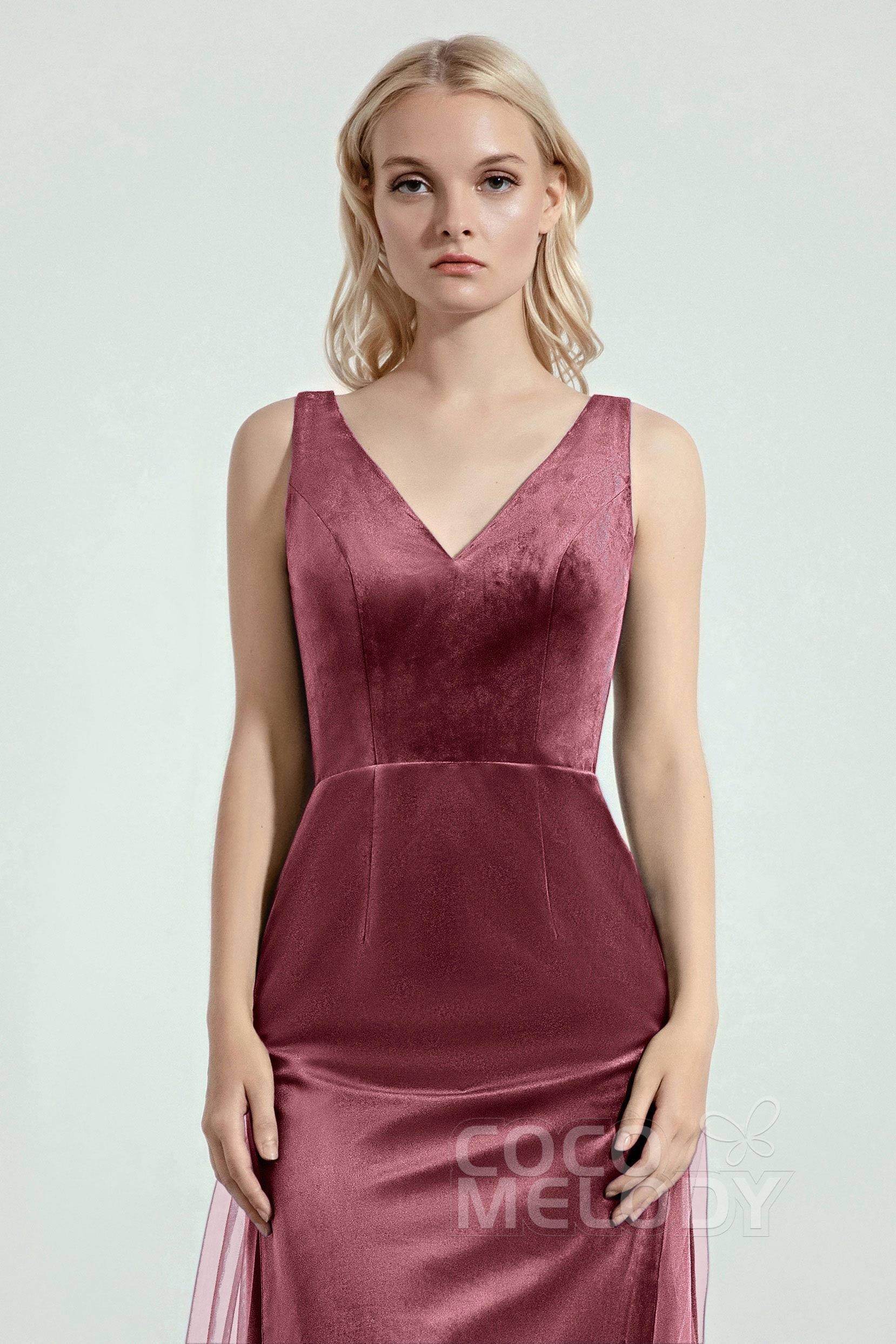 Sheath-Column Floor Length Bridesmaid Dress Formal Dresses CB0275 - COCOMELODY