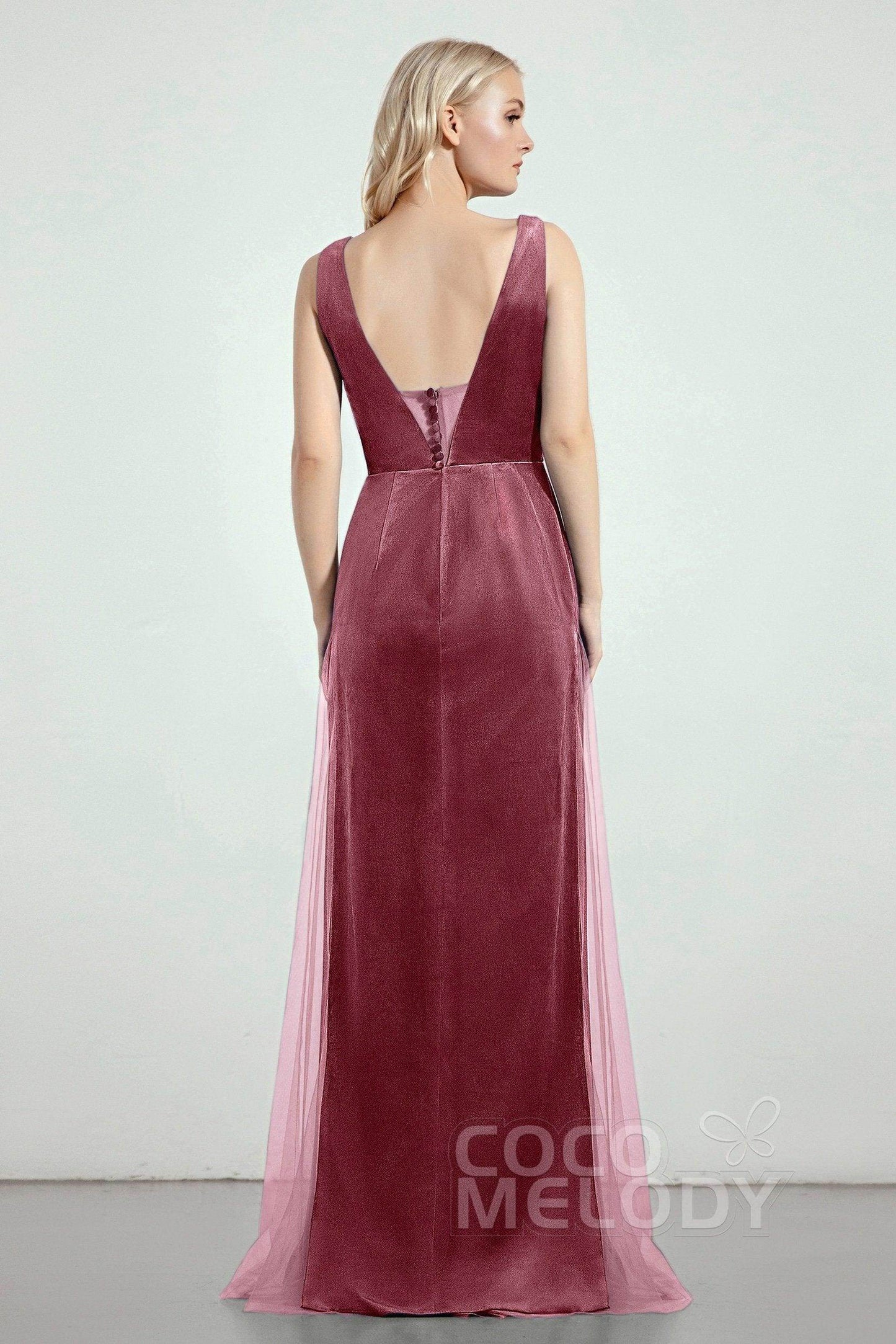 Sheath-Column Floor Length Bridesmaid Dress Formal Dresses CB0275 - COCOMELODY