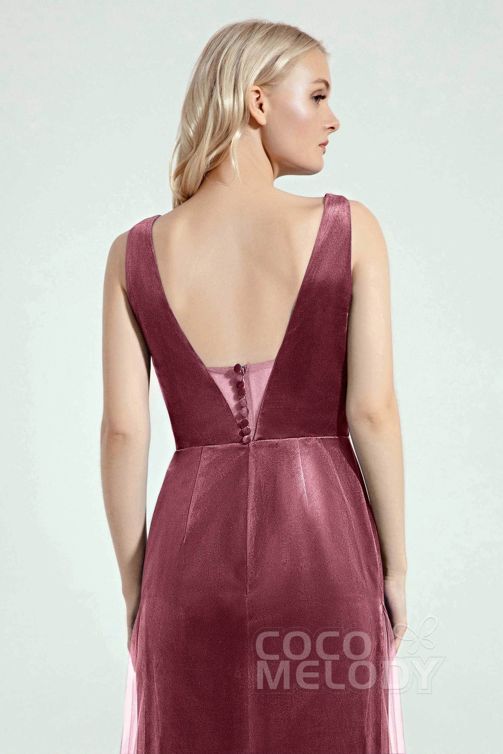 Sheath-Column Floor Length Bridesmaid Dress Formal Dresses CB0275 - COCOMELODY