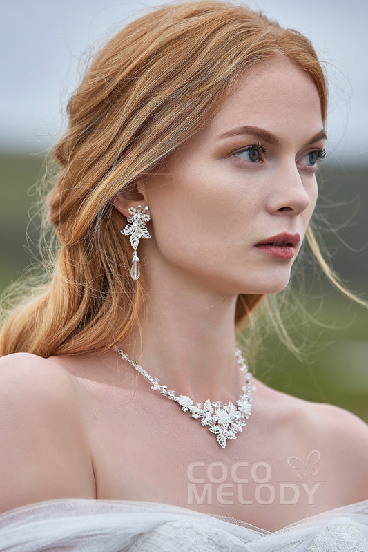 Zircon Wedding Necklace and Earrings Jewelry JS17003