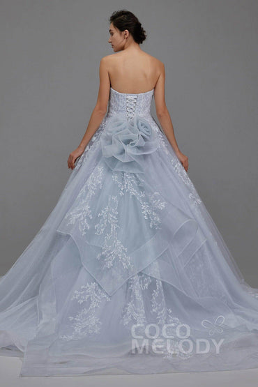 A-Line Chapel Train Tulle Wedding Dress LD5054 - COCOMELODY