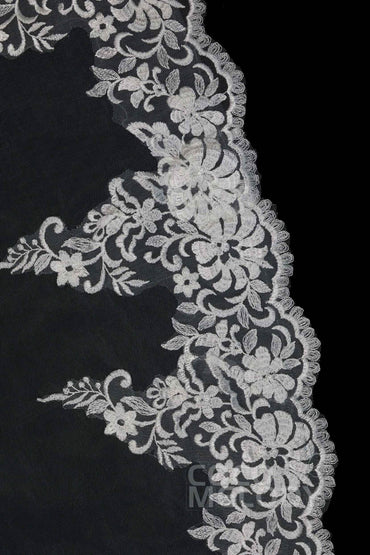 One-tier Lace Edge Tulle Waltz Veils with Appliques AV160026 - COCOMELODY