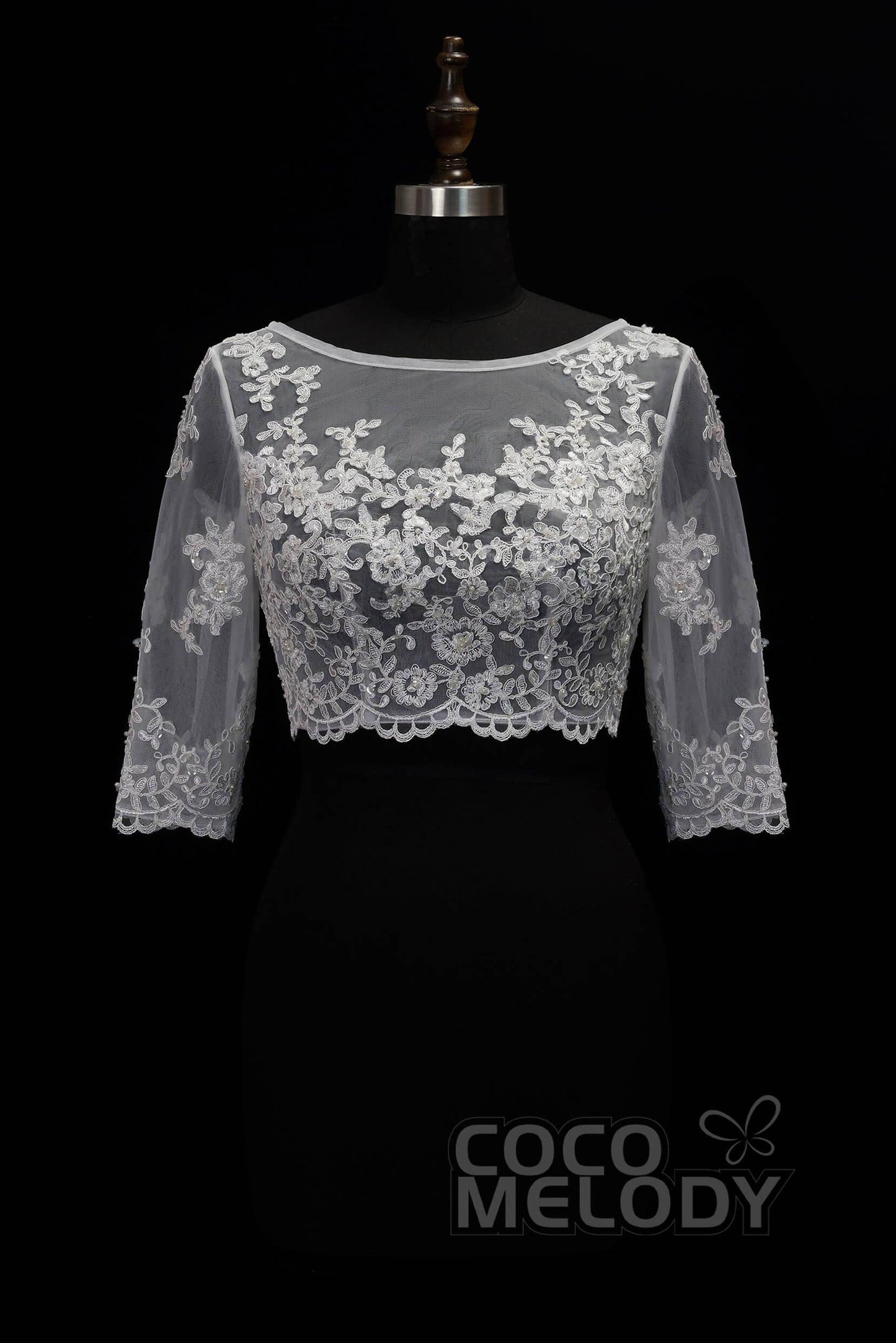 Romantic Ivory Lace Half Sleeve Wedding Wrap CX0015002 - COCOMELODY
