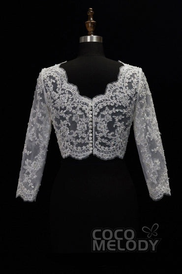 Elegant Ivory 3/4 Length Sleeve Wedding Wrap CX0015005 - COCOMELODY