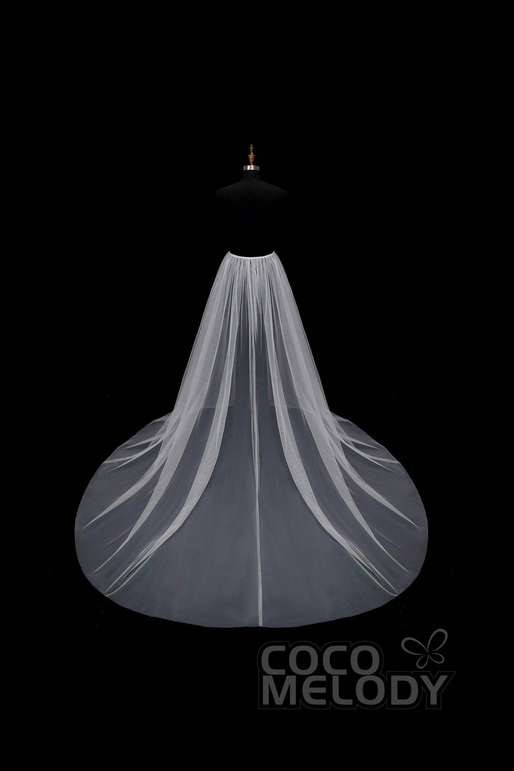 Perfect Chapel Train Tulle Wedding Skirt TR18003 - COCOMELODY