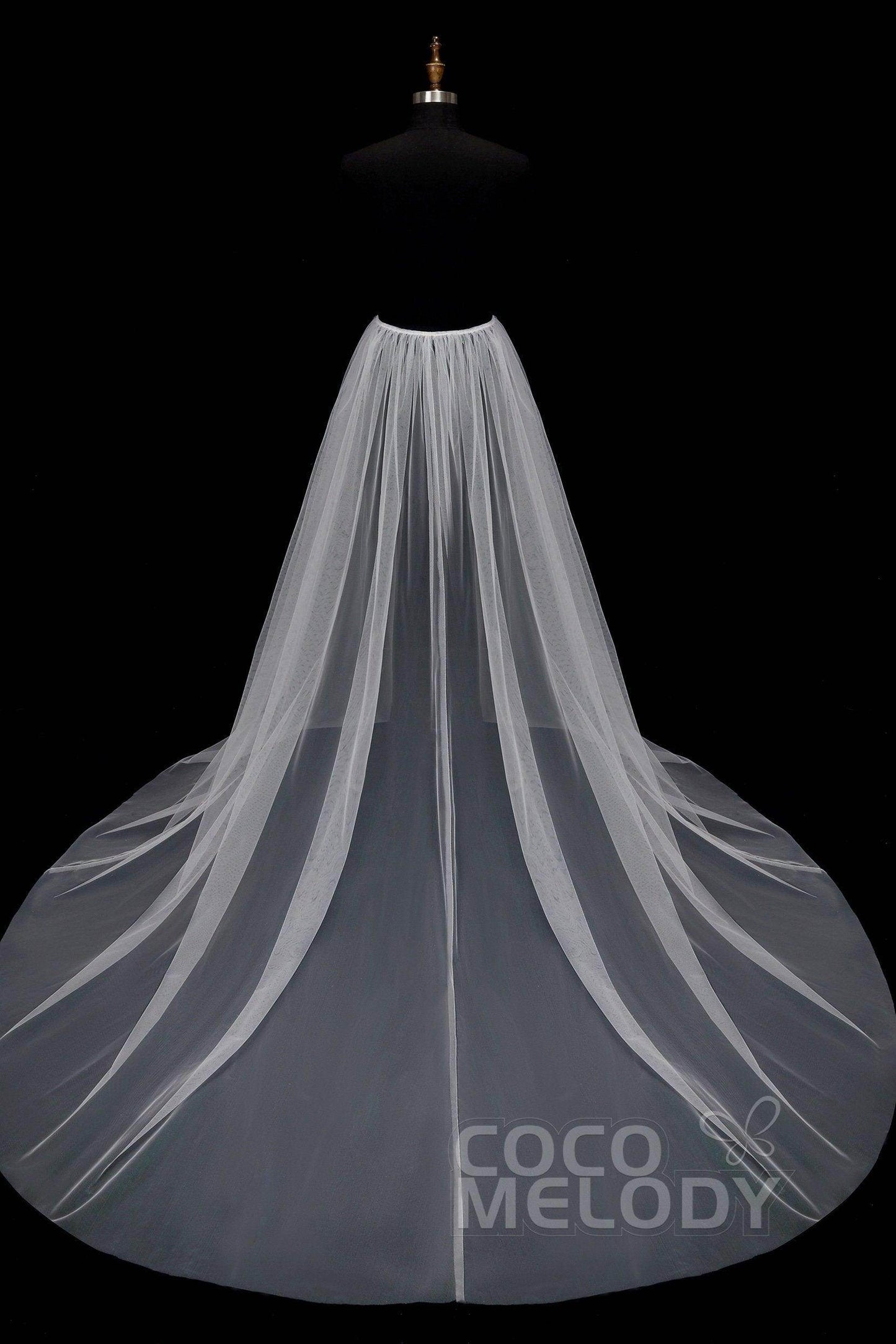 Perfect Chapel Train Tulle Wedding Skirt TR18003 - COCOMELODY