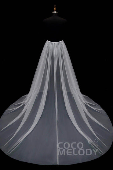 Perfect Chapel Train Tulle Wedding Skirt TR18003 - COCOMELODY