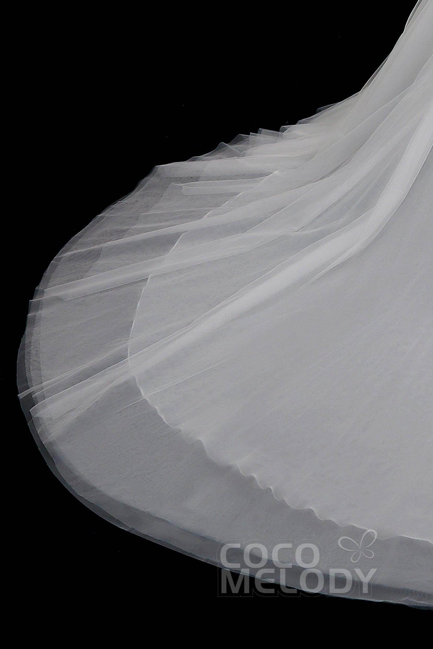 Classic Chapel Train Tulle Wedding Skirt TR18005 - COCOMELODY