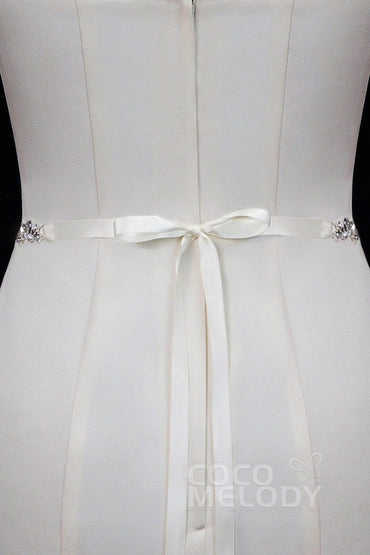 Chic Ribbons Wedding Sash with Rhinestone YD18011 - COCOMELODY