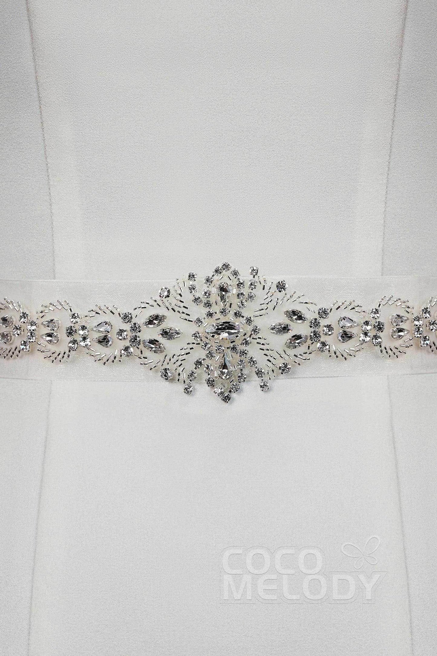 Luxurious Tulle Wedding Sash with Rhinestone YD17010 - COCOMELODY