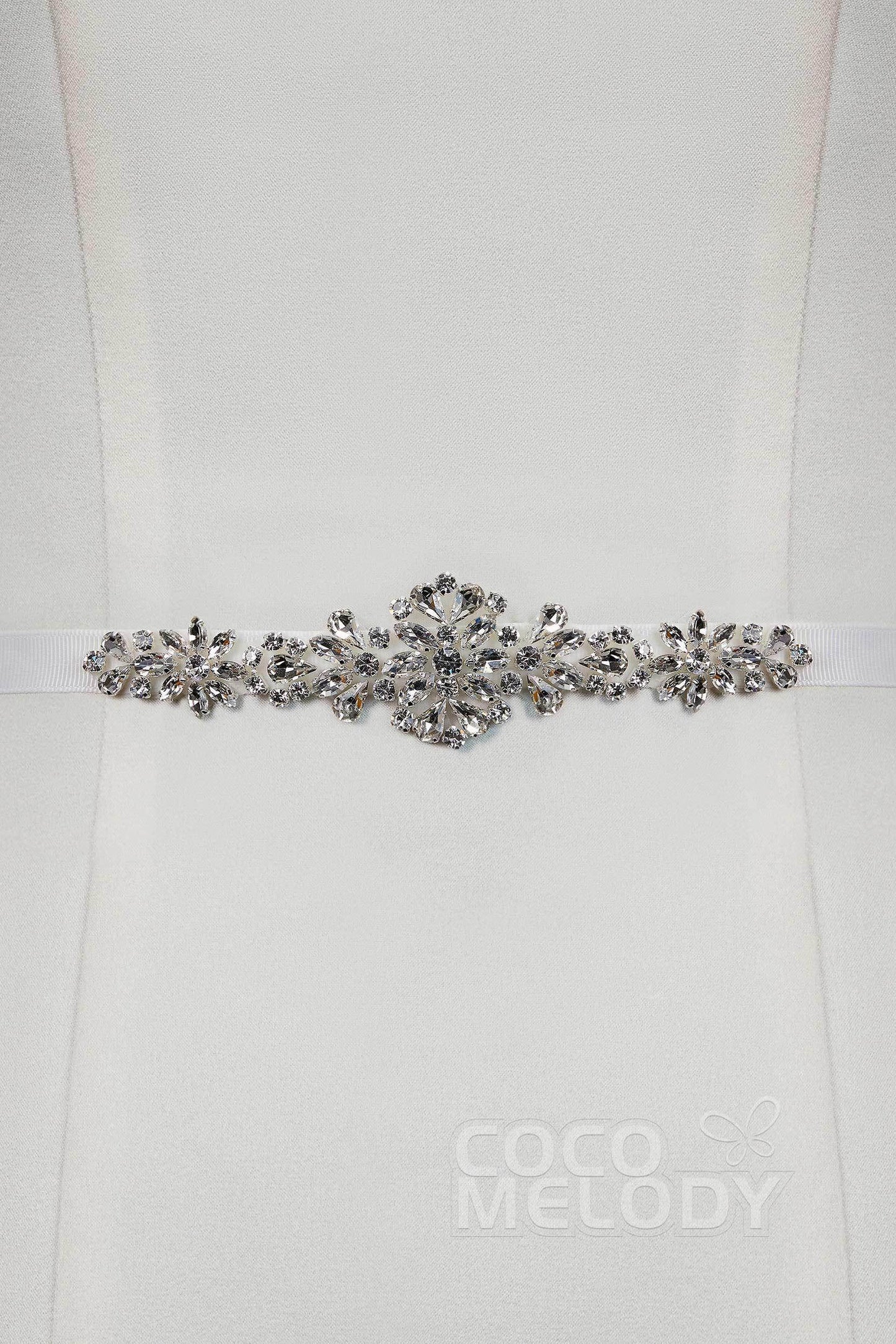 Elegant Ribbons Wedding Sash with Rhinestone YD18003 - COCOMELODY