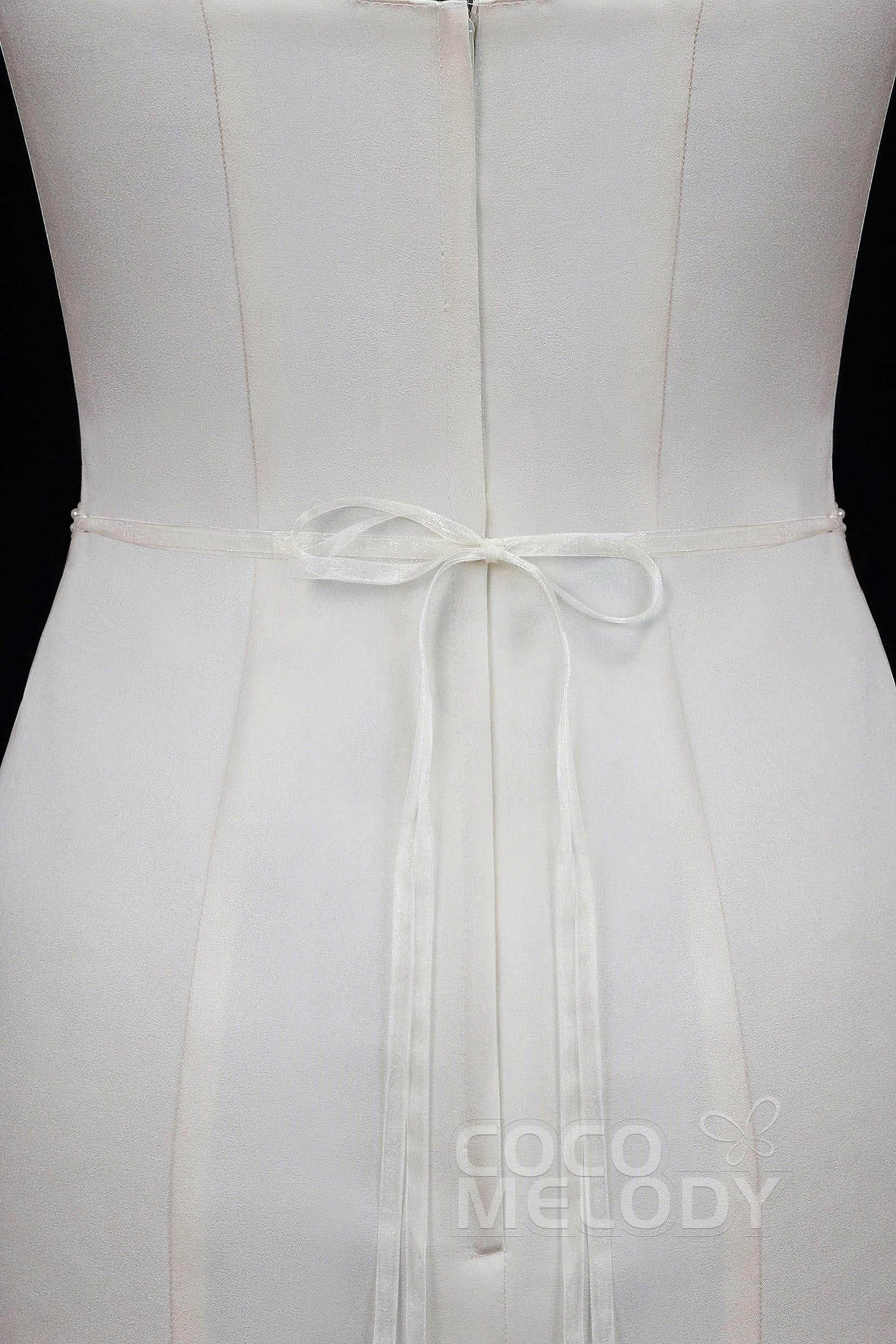 Tulle Wedding Sash with Rhinestone Imitation Pearl YD18005 - COCOMELODY