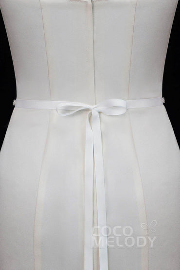 Chic Ribbons Wedding Sash with Rhinestone YD18001 - COCOMELODY