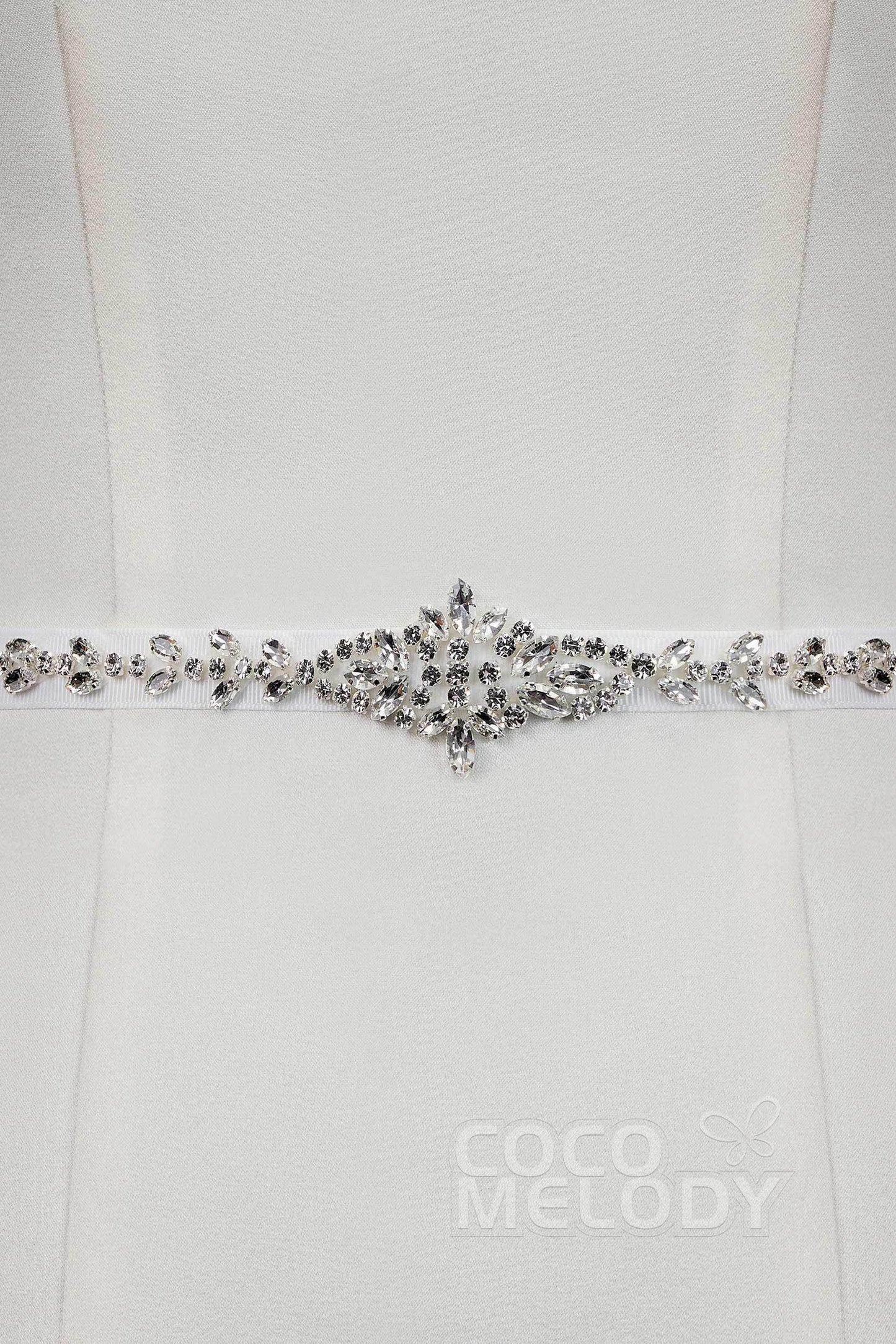 Chic Ribbons Wedding Sash with Rhinestone YD18001 - COCOMELODY