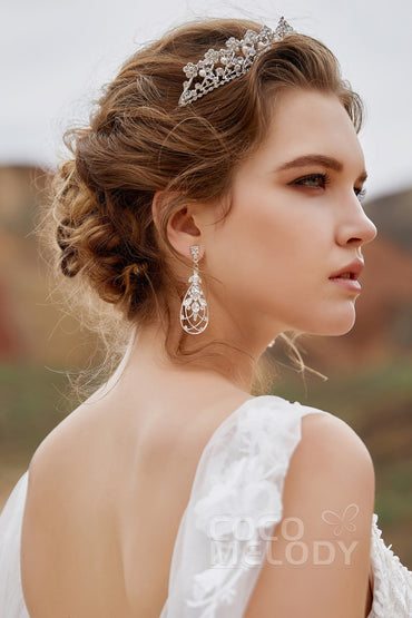 Silver Cloud Alloy Wedding Earrings with Rhinestone HG17010