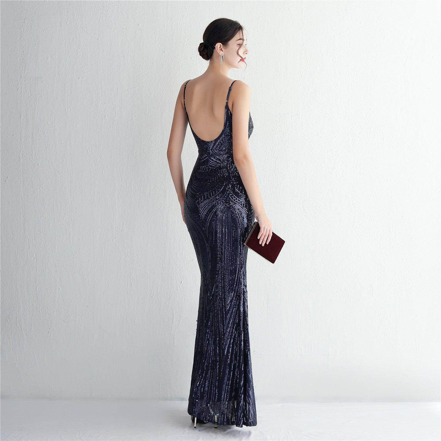 Trumpet-Mermaid Floor Length Sequins Dress 687482392338 - COCOMELODY