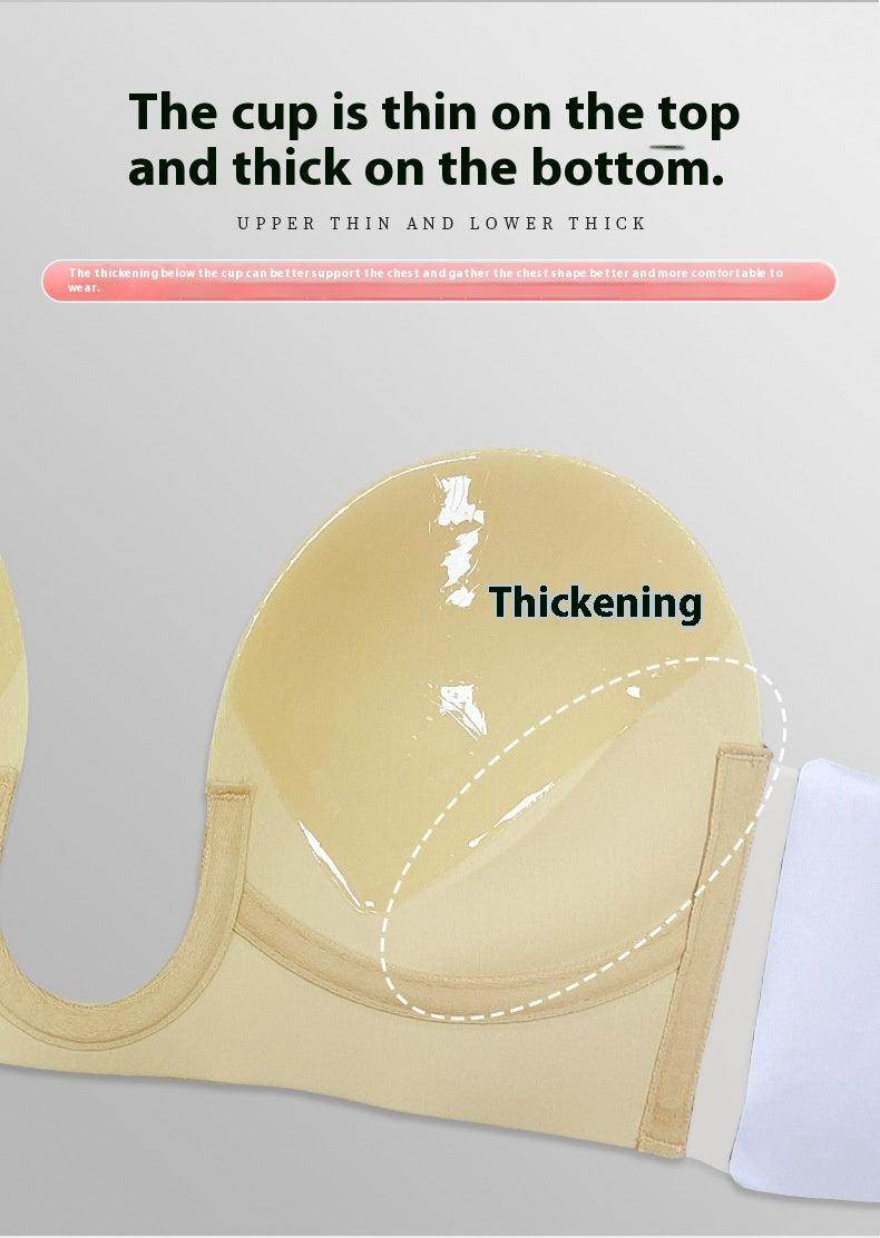 Deep U-shaped invisible bra One piece strapless super tucked-in wing traceless 691292759521 - COCOMELODY