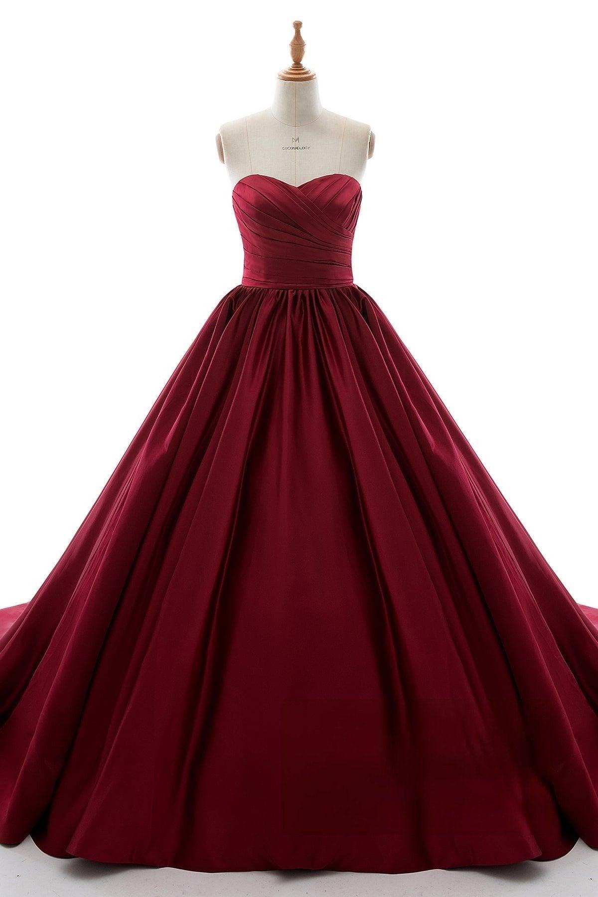 COCOMELODY A-Line Court Train Satin Gothic Wedding Dress B14TB0040 under $ 399