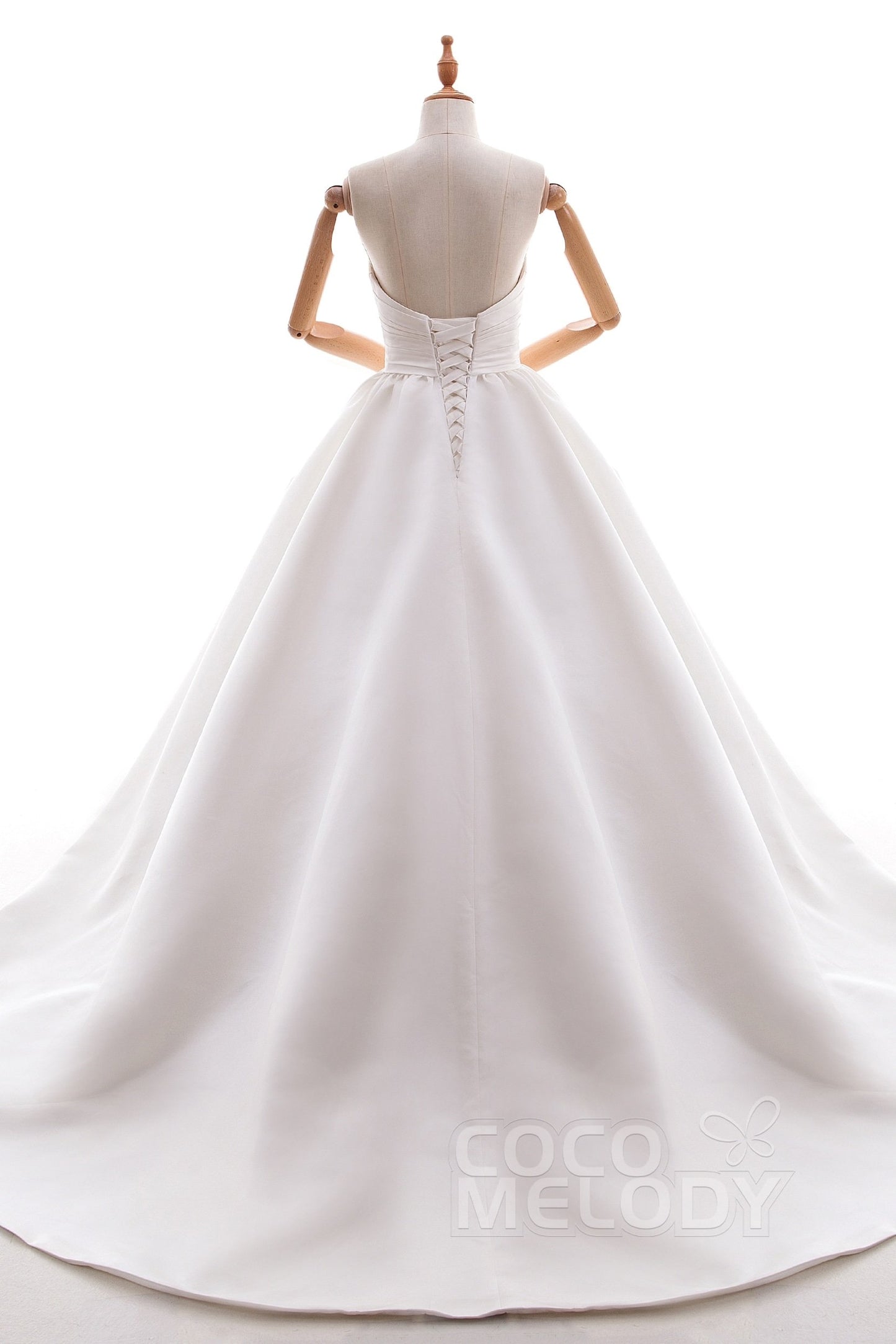 A-Line Court Train Satin Gothic Wedding Dress B14TB0040