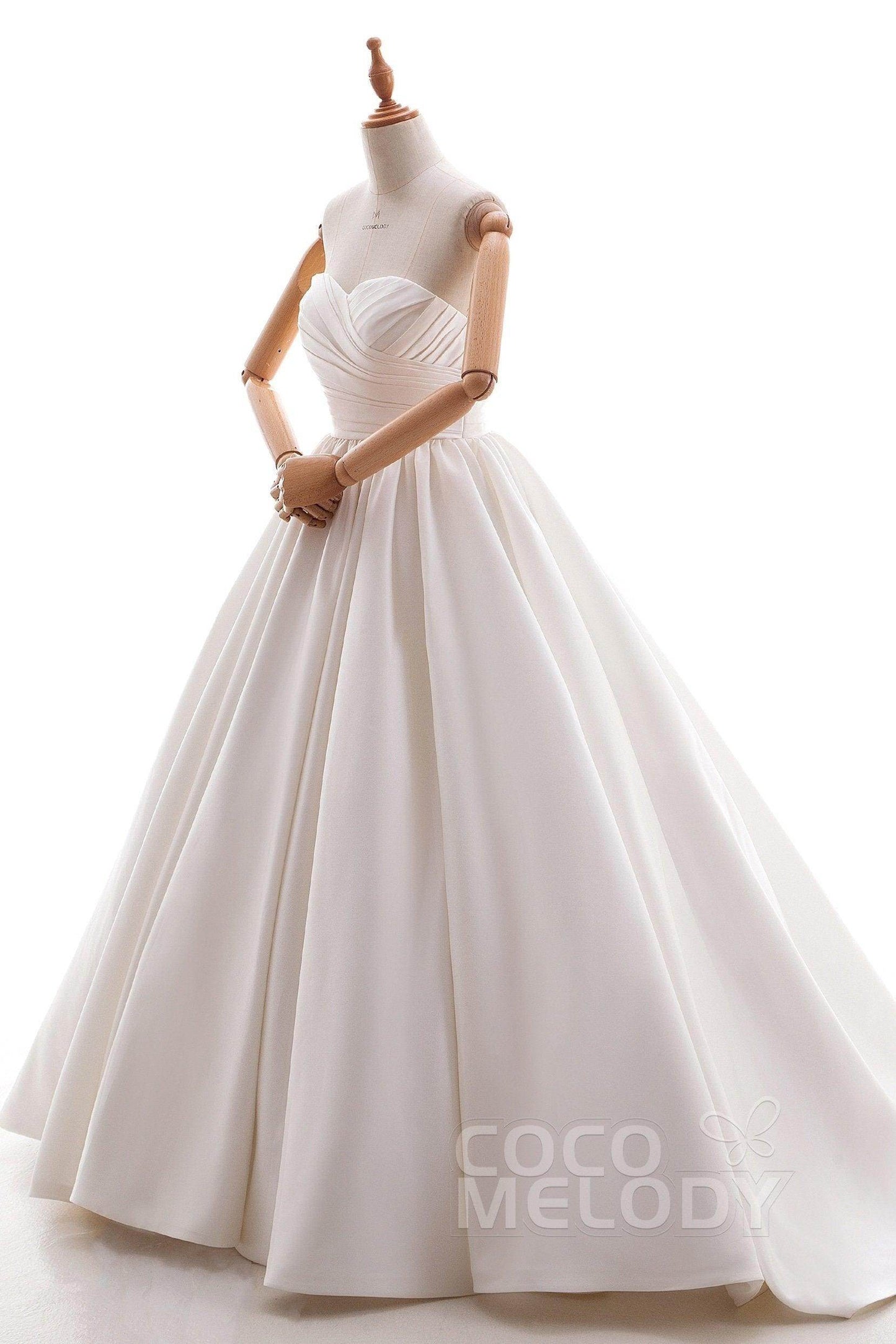 A-Line Court Train Satin Gothic Wedding Dress B14TB0040 - COCOMELODY