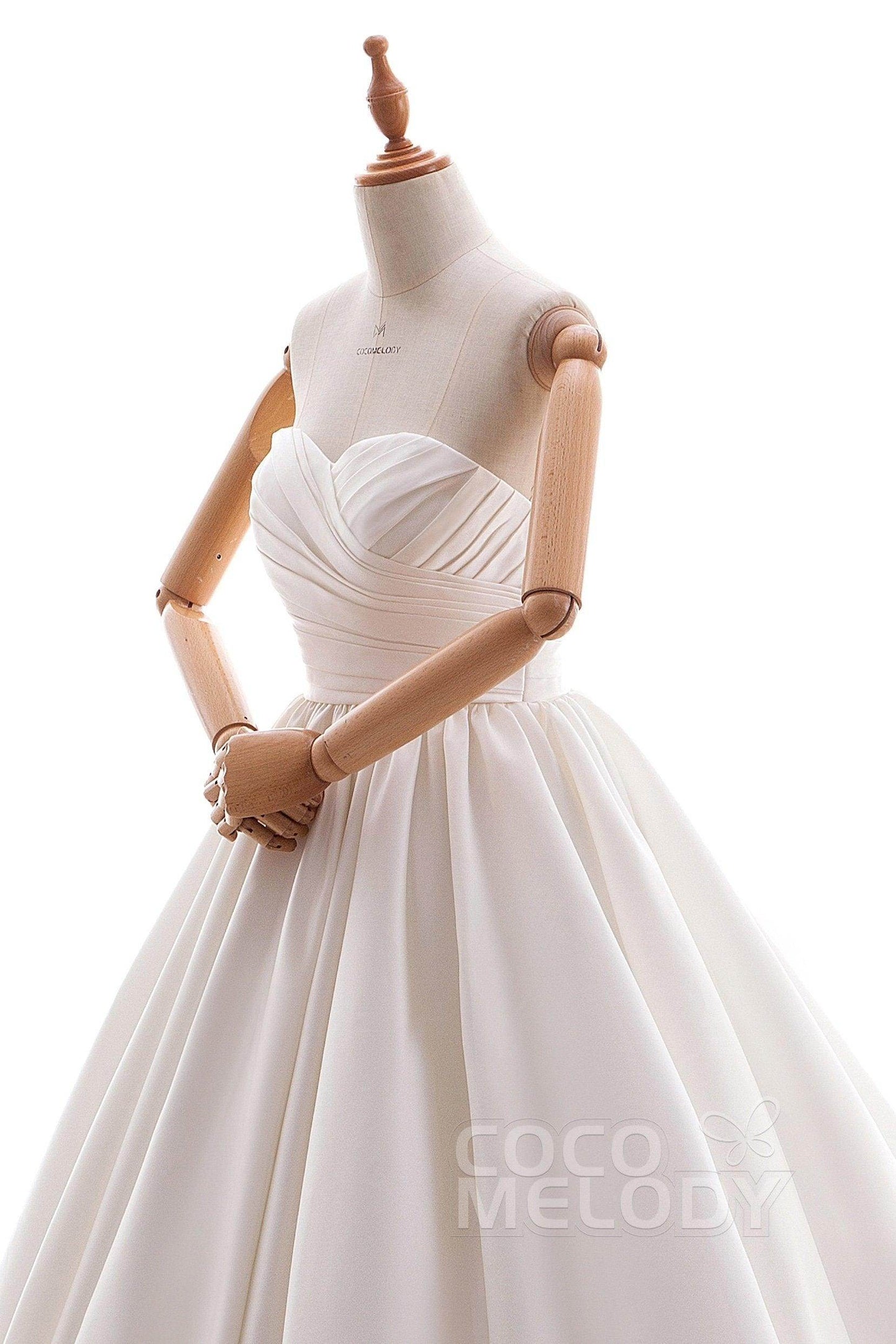 A-Line Court Train Satin Gothic Wedding Dress B14TB0040 - COCOMELODY