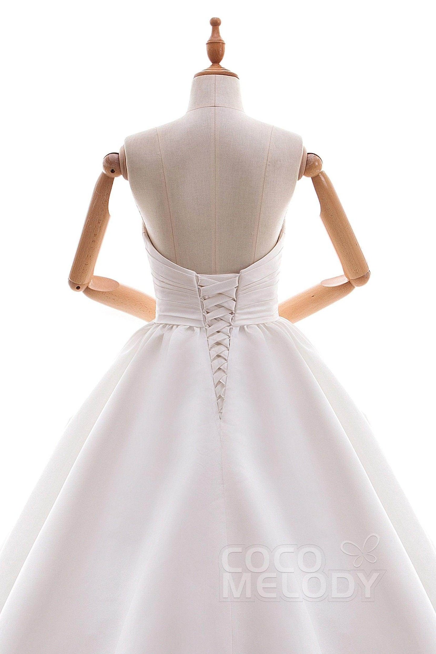 A-Line Court Train Satin Gothic Wedding Dress B14TB0040 - COCOMELODY