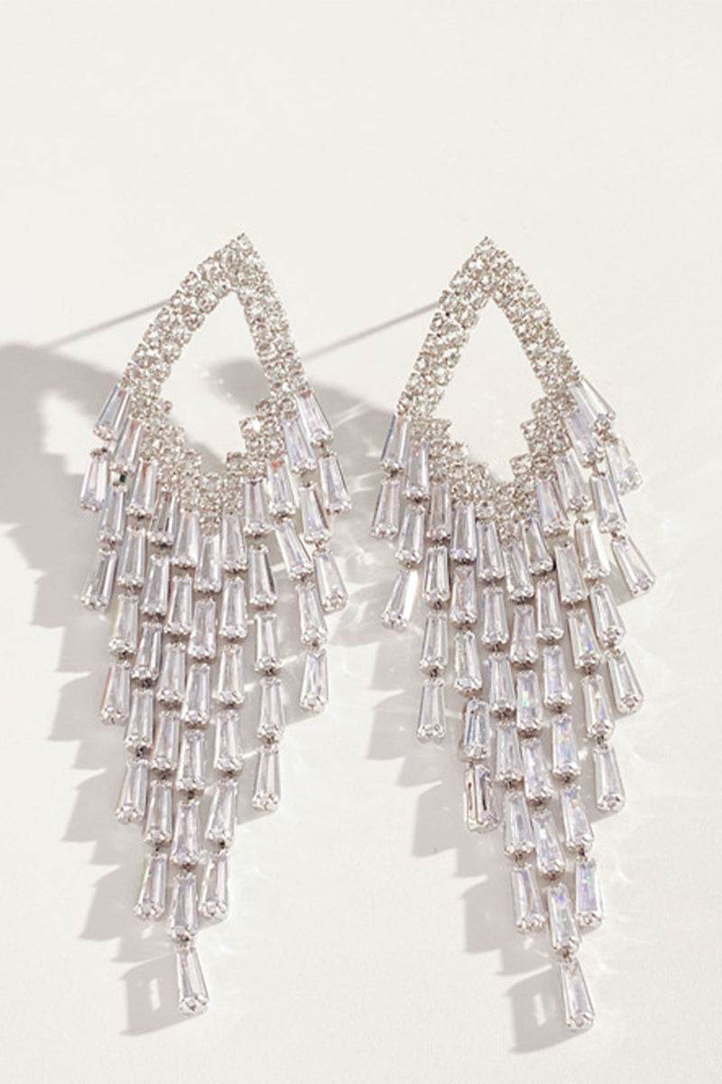 Zircon long tassel earrings 866081670499 - COCOMELODY