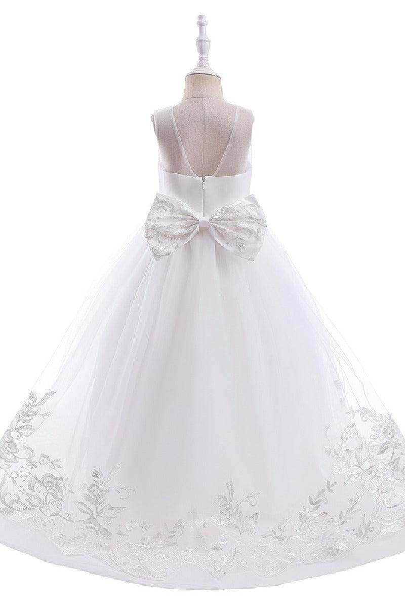 A-Line Illusion Neck Sleeveless Lace/Tulle Flower Girl Dresses 687333472255 - COCOMELODY