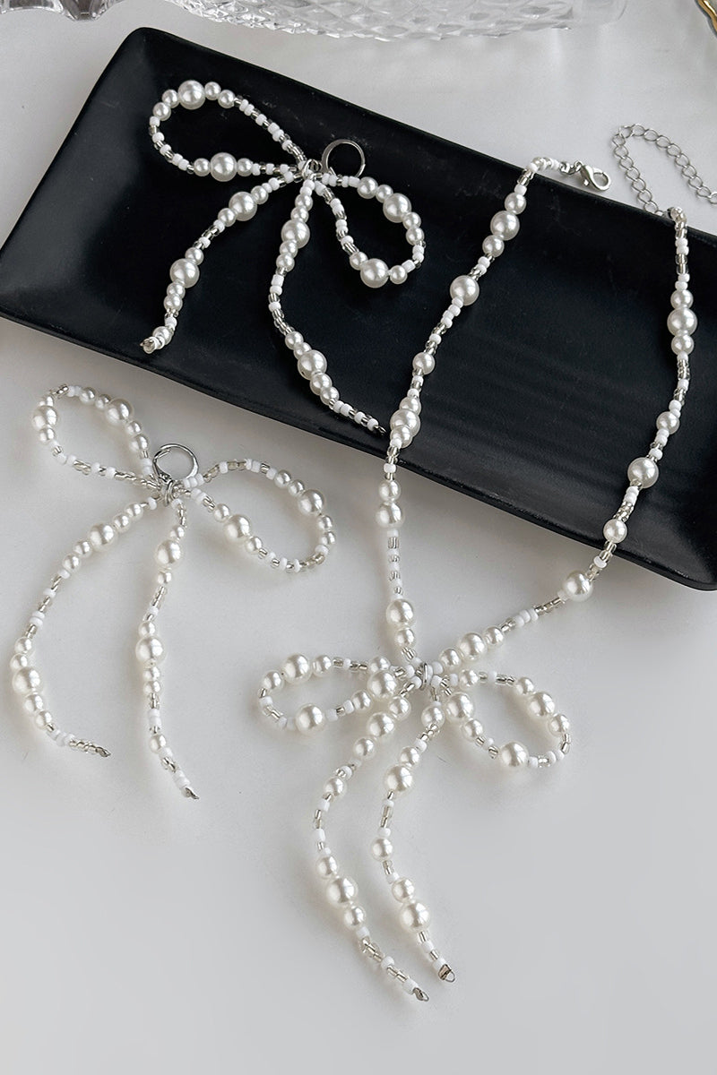 Classic Pearl/ Wedding Earrings/Necklace Jewelry Sets (Set of 2) 911142632859