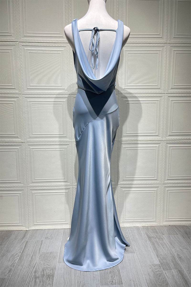 Trumpet-Mermaid Maxi Luxe Satin Semi-Formal Dresses 895917818892 - COCOMELODY