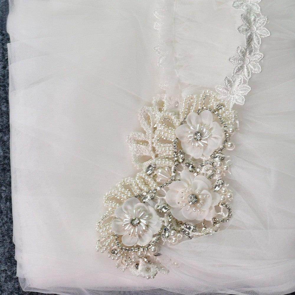 Wedding Cape Long Cape Three-Dimensional Flower Rhinestone 611038068318 - COCOMELODY