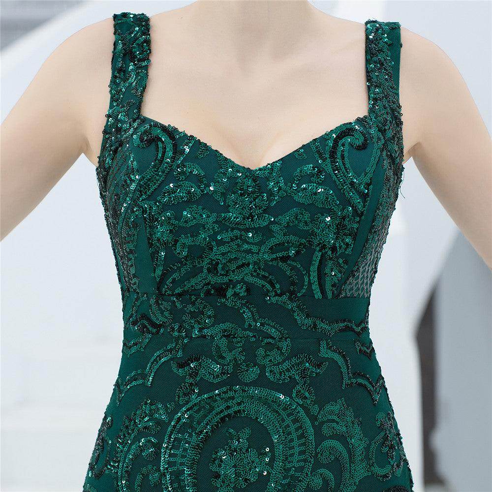 Sheath-column floor length sequined dress 646649928637 - COCOMELODY