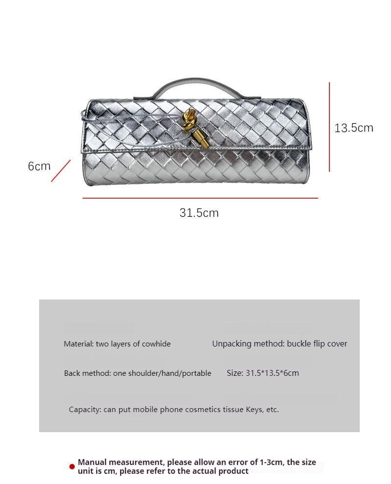 Leather clutch bag Hold leather woven square dinner bag 788440003397 - COCOMELODY