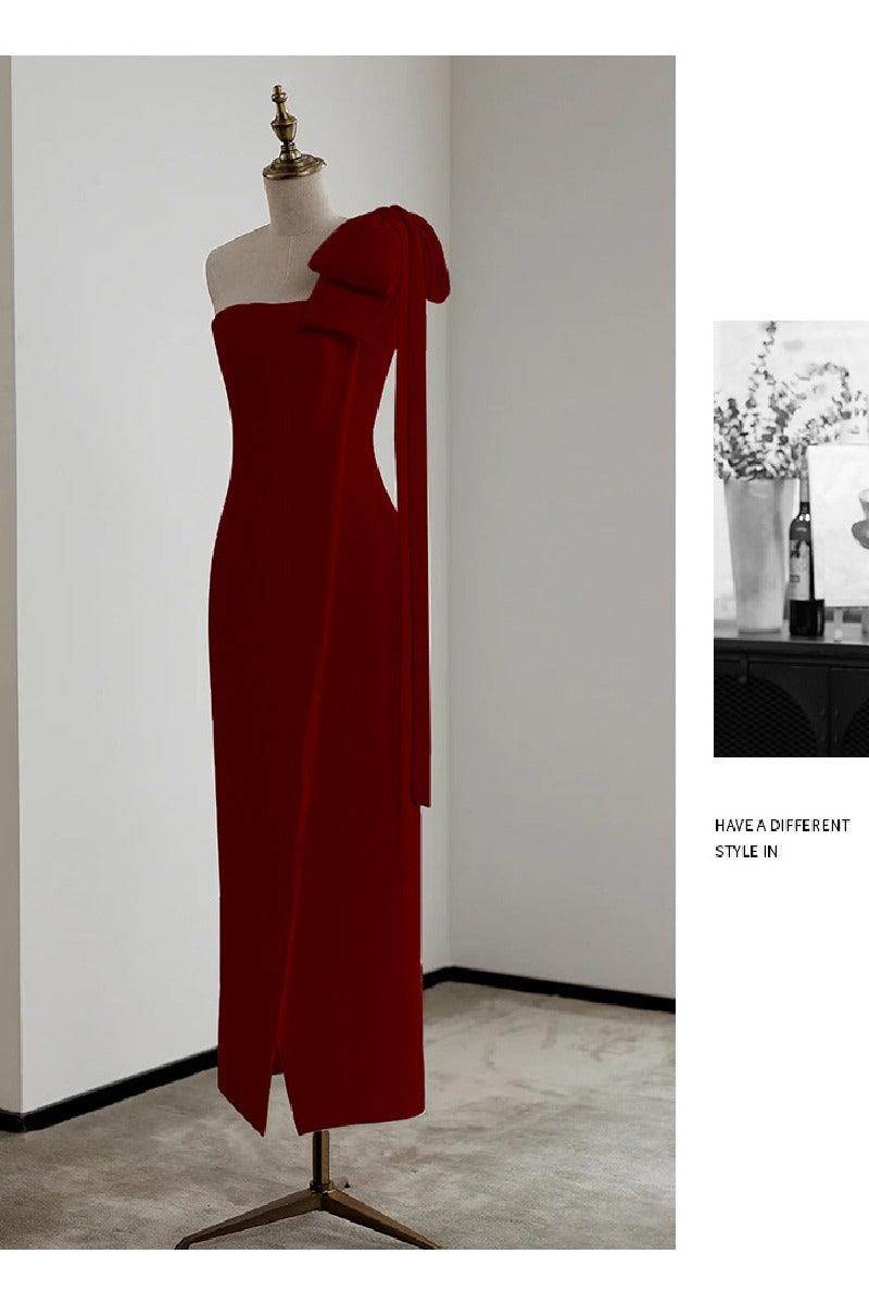 Sheath-Column Ankle Length Elastic Cloth Wedding Dress 677827346517 - COCOMELODY